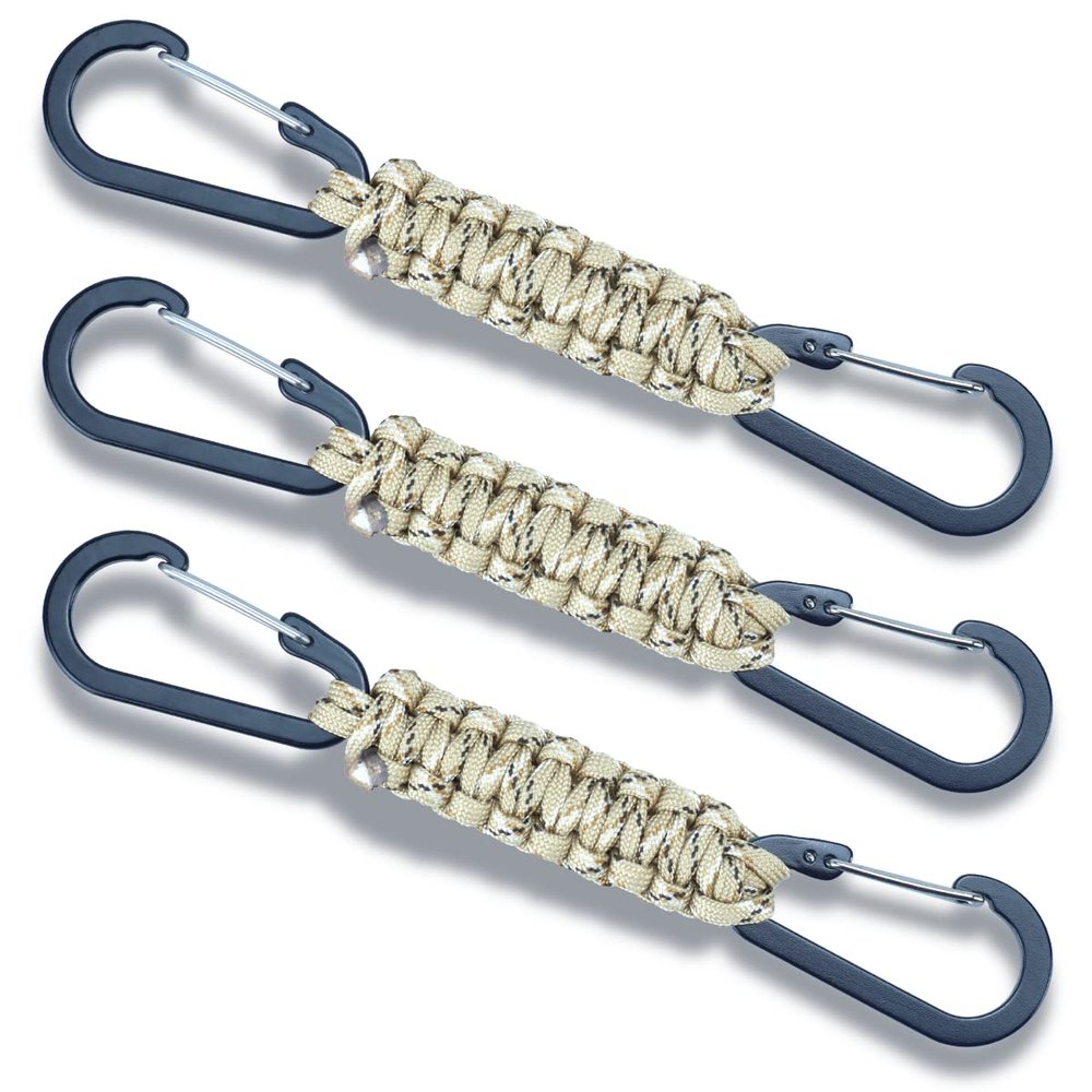 3 Packs Fence Hook Outdoor Braided Paracord Carabiner Hanging Hooks Perfect Hook for Bottle Bag Camping Tools