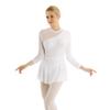 Moily Women's Long Sleeve Mesh Sheer Figure Ice Skating Dress Back Cutout Ballet Dance Costume White Medium view 1