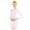 Moily Women's Long Sleeve Mesh Sheer Figure Ice Skating Dress Back Cutout Ballet Dance Costume White Medium view 2