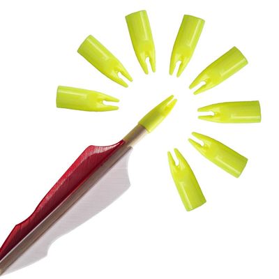 SHARROW 100pcs Archery Arrow Nocks Glue on 8mm Arrow Shaft Hunting Accessories Arrow Tails DIY (Lemon Yellow)