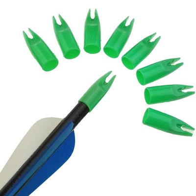 SHARROW 100pcs Archery Arrow Nocks Glue on 8mm Arrow Shaft Hunting Accessories Arrow Tails DIY (Green)