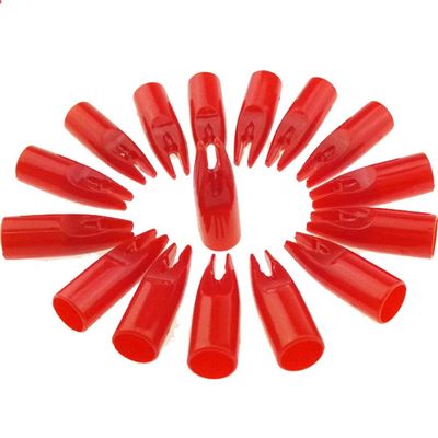 SHARROW 100pcs Archery Arrow Nocks Glue on 8mm Arrow Shaft Hunting Accessories Arrow Tails DIY (red)
