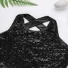 FEESHOW Kids Girls Sequined Tank Top Tutu Skirt Ballet Dance Leotard Modern Jazz Latin Dress Performance Costume Cross Back Black 8 view 4