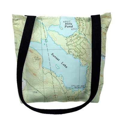 Betsy Drake Sunset Lake, NH Nautical Map Medium Tote Bag 16x16
