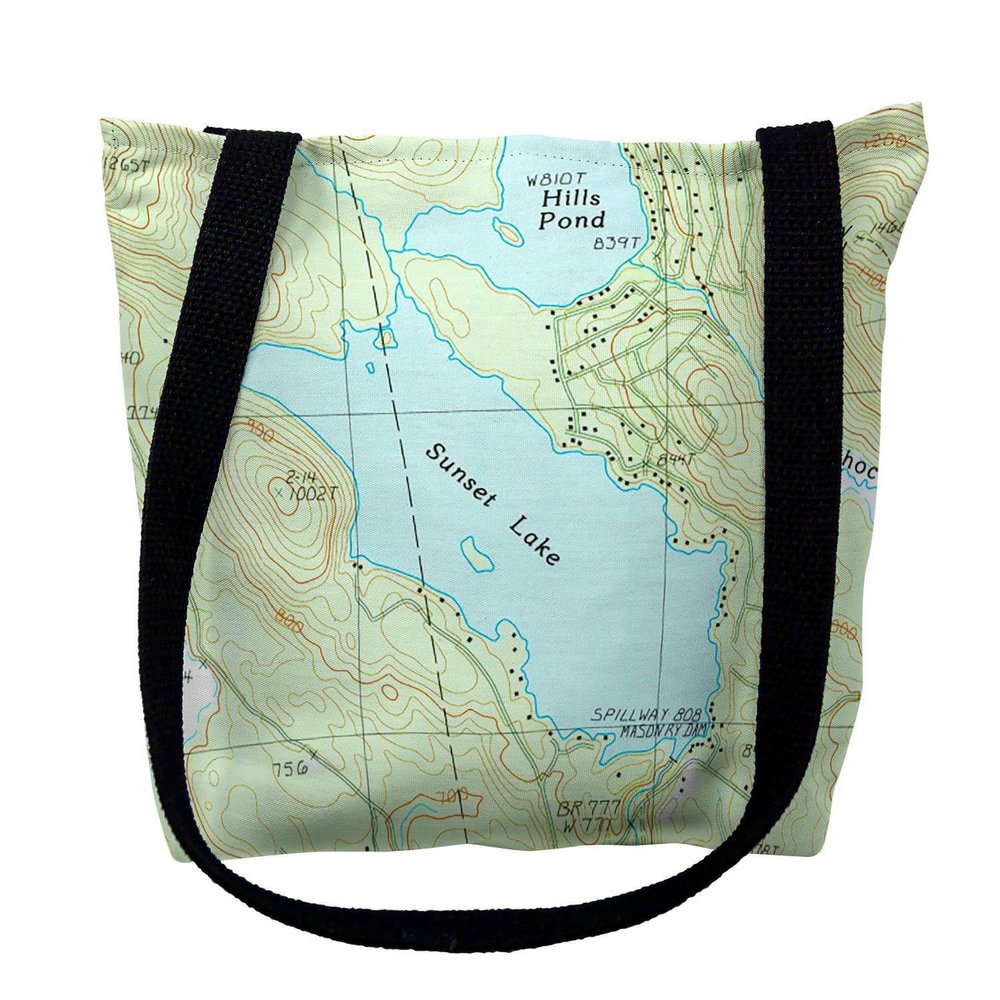 Betsy Drake Sunset Lake, NH Nautical Map Medium Tote Bag 16x16