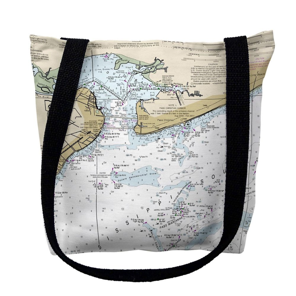 Betsy Drake TY11371BAM 16 x 16 in. St.Louis Bay Madison Nautical Map Tote Bag - Medium Black