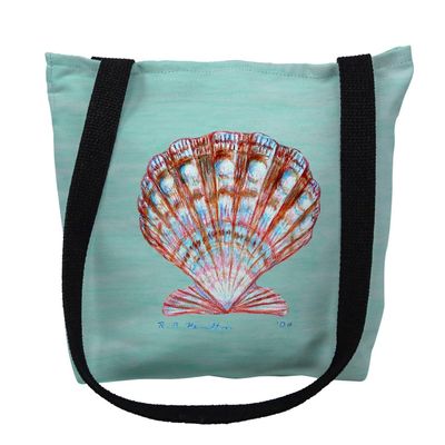 Betsy Drake TY112CM 16 x 16 in. Scallop Shell on Aqua Tote Bag - Medium