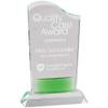 SHOP AWARDS AND GIFTS Customizable 8-1/2 Inch X 5-1/2 Inch Optical Wave Crystal with Green Accent with Personalization view 2