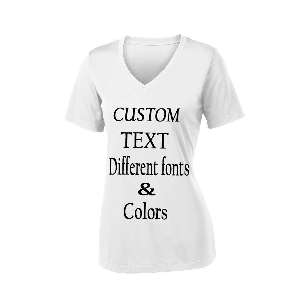 Customized Ladies V Neck Tee, Polyester Workout Design Your Own Sports Shirt White