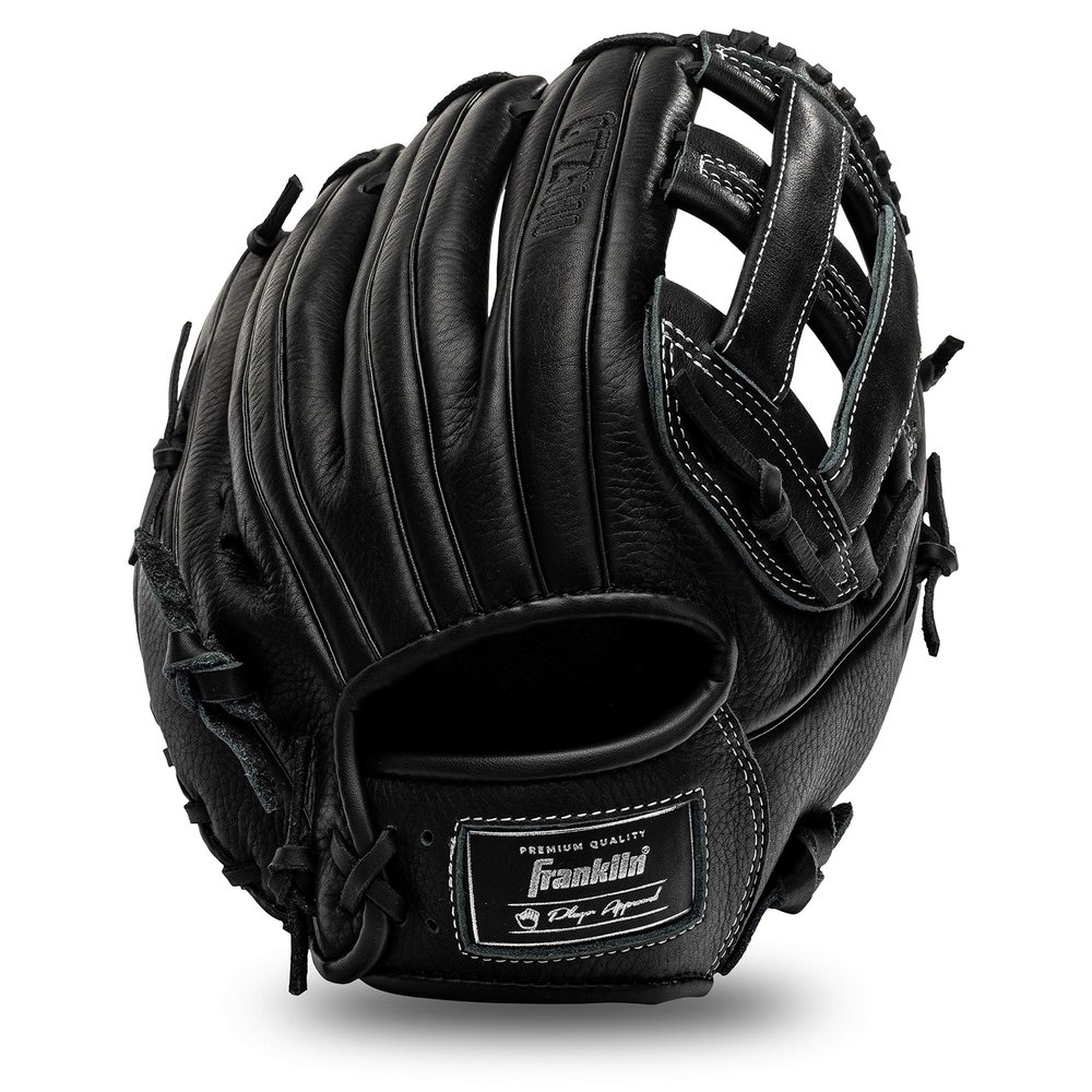 Franklin Sports Baseball Fielding Glove - Men's Adult and Youth Baseball Glove - CTZ5000 Black Cowhide Outfield Glove - 12.5" H-Web for Outfielders