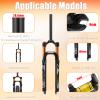BUCKLOS LUTU 26/27.5/29 Air MTB Suspension Fork, Rebound Adjust Straight Tube 28.6mm QR 9mm Travel 120mm Manual/Crown Lockout Mountain Bike Forks, Ultralight Gas Shock XC Bicycle (Black Gold, 26) view 2