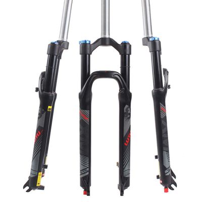 BUCKLOS LUTU 26/27.5/29 Air MTB Suspension Fork, Rebound Adjust Straight Tube 28.6mm QR 9mm Travel 120mm Manual/Crown Lockout Mountain Bike Forks, Ultralight Gas Shock XC Bicycle (Black, 29)