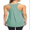 Bestisun Womens Workout Tops Racerback Yoga Tanks Long Sports Shirts Athletic Wear Gym Exercise Clothes Gray Green S view 1
