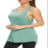 Bestisun Womens Workout Tops Racerback Yoga Tanks Long Sports Shirts Athletic Wear Gym Exercise Clothes Gray Green S view 4
