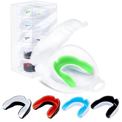 MENOLY 5 Packs Kids Mouth Guard - BPA Free Toddler Mouth Guard for Boys Girls with Portable Case, Mouth Guard Football for Boxing, Basketball, Lacrosse, MMA, Hockey, Wrestling, Soccer
