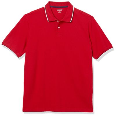Amazon Essentials Men's Regular-Fit Cotton Pique Polo Shirt (Available in Big & Tall), Red Twin Stripe, X-Large