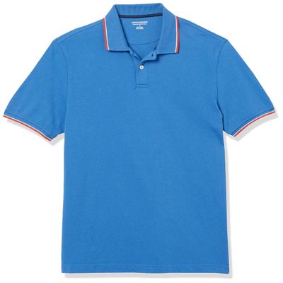Amazon Essentials Men's Slim-Fit Cotton Pique Polo Shirt, Blue Thin Stripe, X-Small