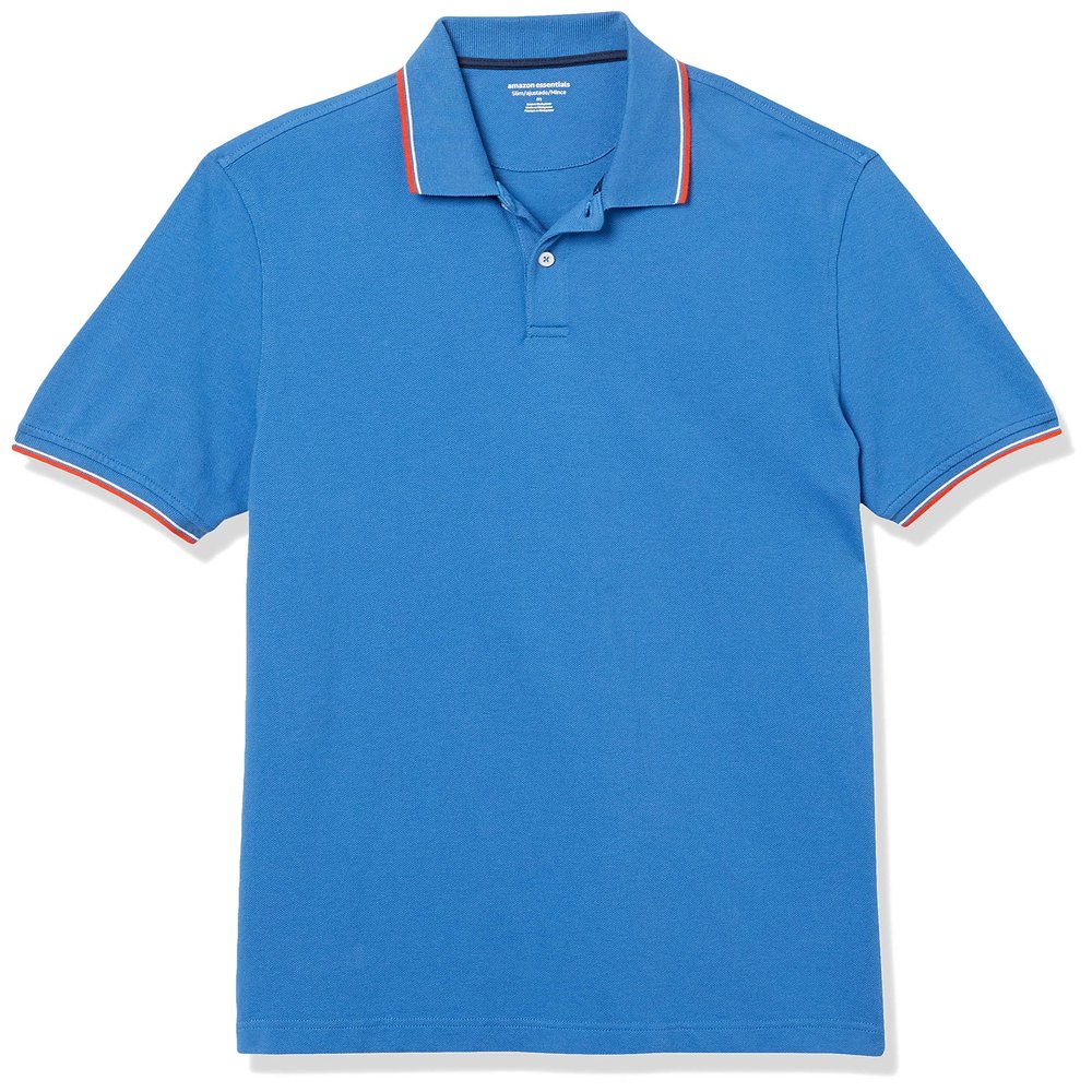 Amazon Essentials Men's Slim-Fit Cotton Pique Polo Shirt, Blue Thin Stripe, X-Small