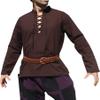 Svenine Medieval Serf Groundsman Mens Renaissance Shirt Upright Collar Cotton, Medium, Style#D - Thin Aum Cotton - Dark Brown view 1