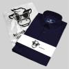 Black n Bianco Boys' Signature Sateen Long Sleeve Dress Shirt (14, Navy) view 3