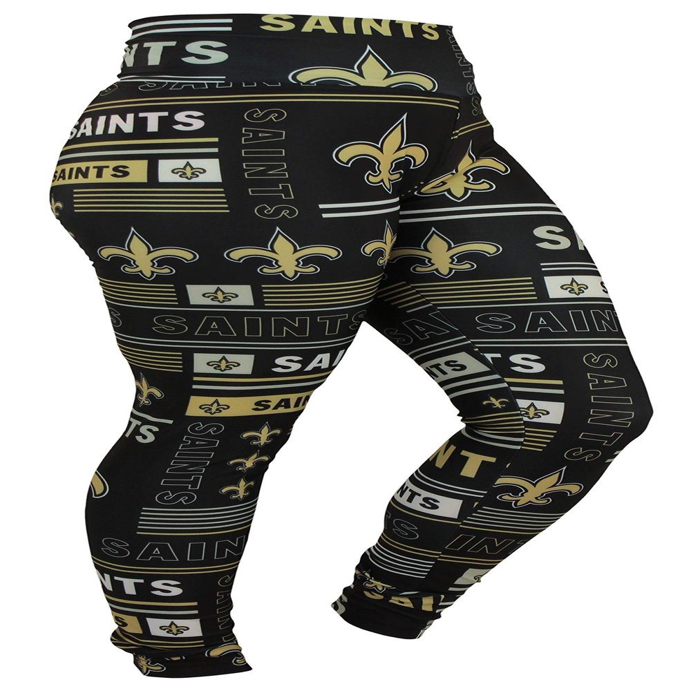 Zubaz NFL Women's Team Color Column Leggings, Lightweight Comfy Legging, New Orleans Saints, X-Small