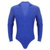 renvena Men's Stand Collar Long Sleeve One-Piece Leotard Bodysuit Romper Latin Tango Dancewear Royal_Blue Large view 3