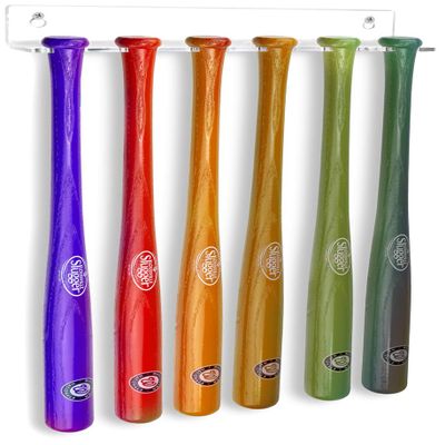 Better Display Cases Clear Acrylic Baseball Bat Wall Mount,Vertical Display Rack for 6 Mini Baseball Bats, Crystal Clear Acrylic Display Stand with Screws. (A066-A)