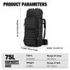 Mardingtop 75L Molle Hiking Internal Frame Backpacks with Rain Cover for Camping,Backpacking,Travelling(Black) view 2