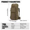 Mardingtop 75L Molle Hiking Internal Frame Backpacks with Rain Cover for Camping,Backpacking,Travelling(Khaki) view 2
