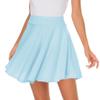 Afibi Casual Mini Stretch Waist Flared Plain Pleated Skater Skirt (X-Large, Sky Blue) view 2