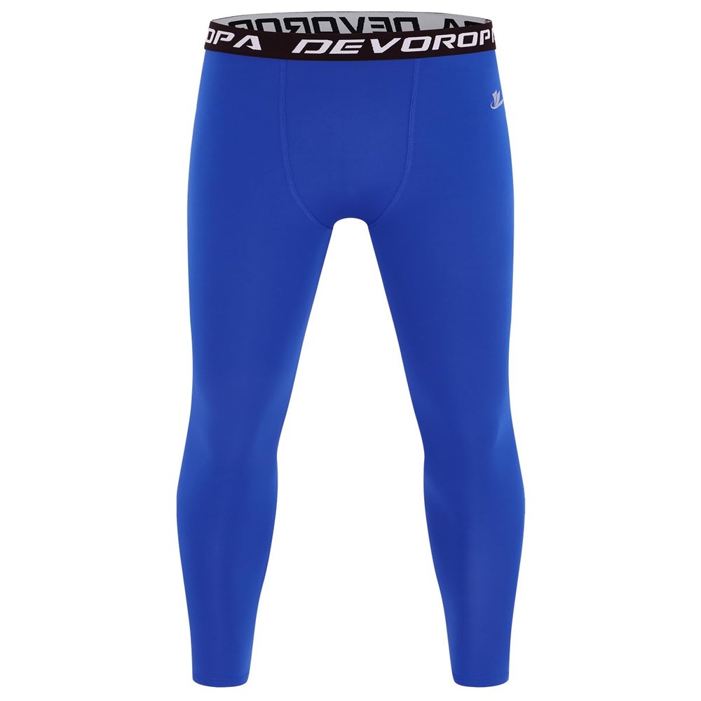 DEVOROPA Boys Leggings Quick Dry Youth Compression Pants Sports Tights Basketball Base Layer Royal Blue M