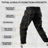 AKARMY Men's Fleece Lined Hiking Pants Outdoor Cargo Pants Casual Work Ski Pants with 8 Pockets Black 36 view 3