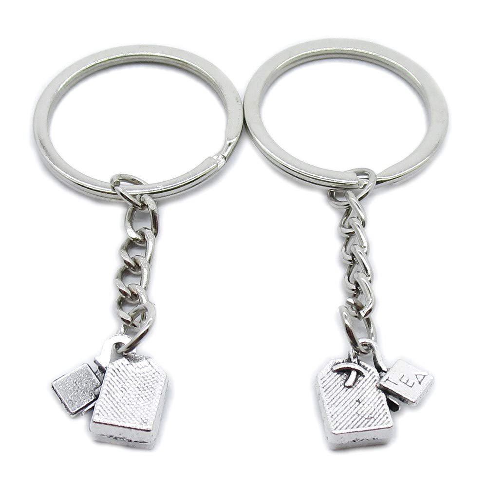 5 Pieces Metal Antique Silver Color Keychains Keyrings TM4V7 Tea Bag Teabag Key Chain Ring