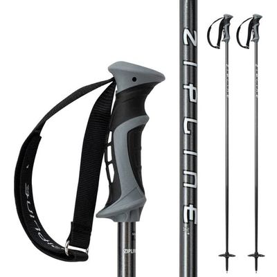 Zipline Blurr 16.0 Graphite Composite Downhill Ski Poles - Lightweight, Freeride All-Mountain, Vibration Dampening (Gray Carbon, 42" in./107 cm)