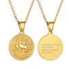 18K Gold Plated Constellation Zodiac Sign Coin Pendant Necklace for Men Women, Unisex Customize Engrave Name Jewlery Gift view 1