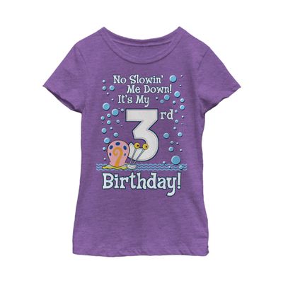 Fifth Sun girls Spongebob Squarepants Gary Bday 3rd Short Sleeve Tee T Shirt, Purple Berry, X-Small US