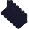 COTTON DAY Unisex Little Kids Youth Boys Girls Soft Cotton Crew Dress Socks Seamless Toe 6 Pack 6-8 years Plain Navy M (8) view 1