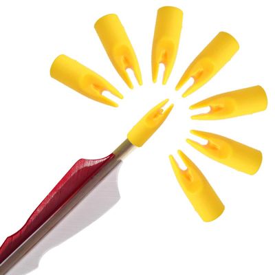 SHARROW 100pcs Archery Arrow Nocks Glue on 8mm Arrow Shaft Hunting Accessories Arrow Tails DIY (Ginger Yellow)