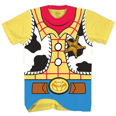 Toy Story Sheriff Woody Cowboy Costume Adult T-Shirt (XSM, Yellow)