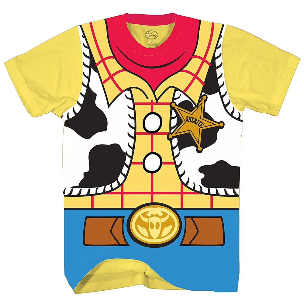 Toy Story Sheriff Woody Cowboy Costume Adult T-Shirt (XSM, Yellow)