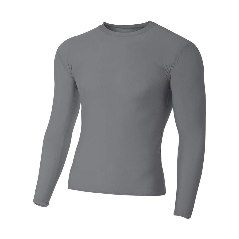 A4 Sportswear Youth XL Graphite Long Sleeve Compression Crew