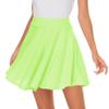 Afibi Casual Mini Stretch Waist Flared Plain Pleated Skater Skirt (X-Small, Candy Green) view 2
