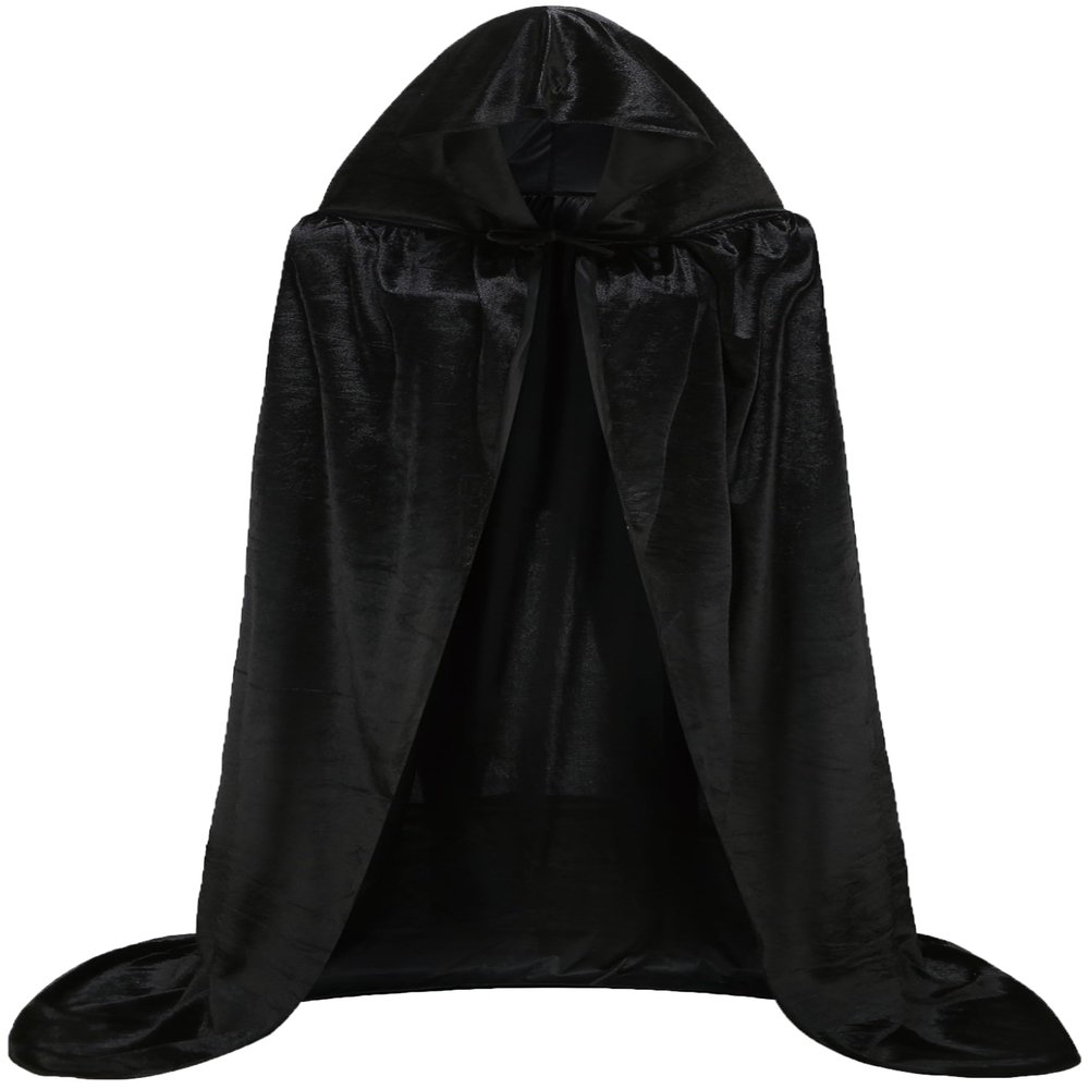 Dreamture Unisex Velvet Hooded Cloak Full Length Cloak Witch Costume for Halloween Party Cosplay