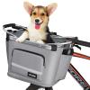 COFIT Detachable Bike Basket Front, Foldable Bicycle Dog Carrier for Small Pet, Shopping, Commuting, Camping and Outdoor Cargo Bag with Side Pouches, Gray view 1