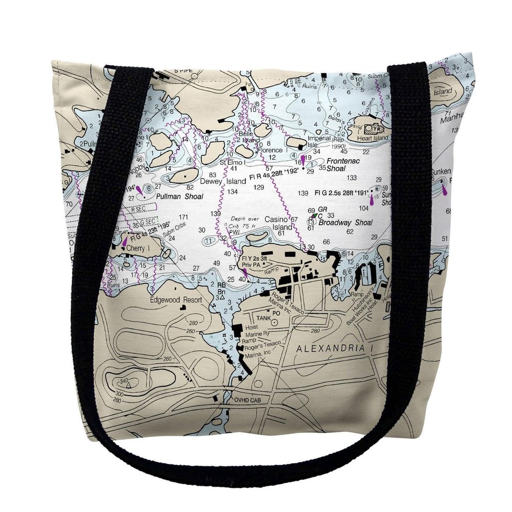 Betsy Drake TY14772M 16 x 16 in. Alexandria Bay New York Nautical Map Tote Bag - Medium