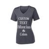Customized Ladies V Neck Tee, Polyester Workout Design Your Own Sports Shirt Iron Grey view 1
