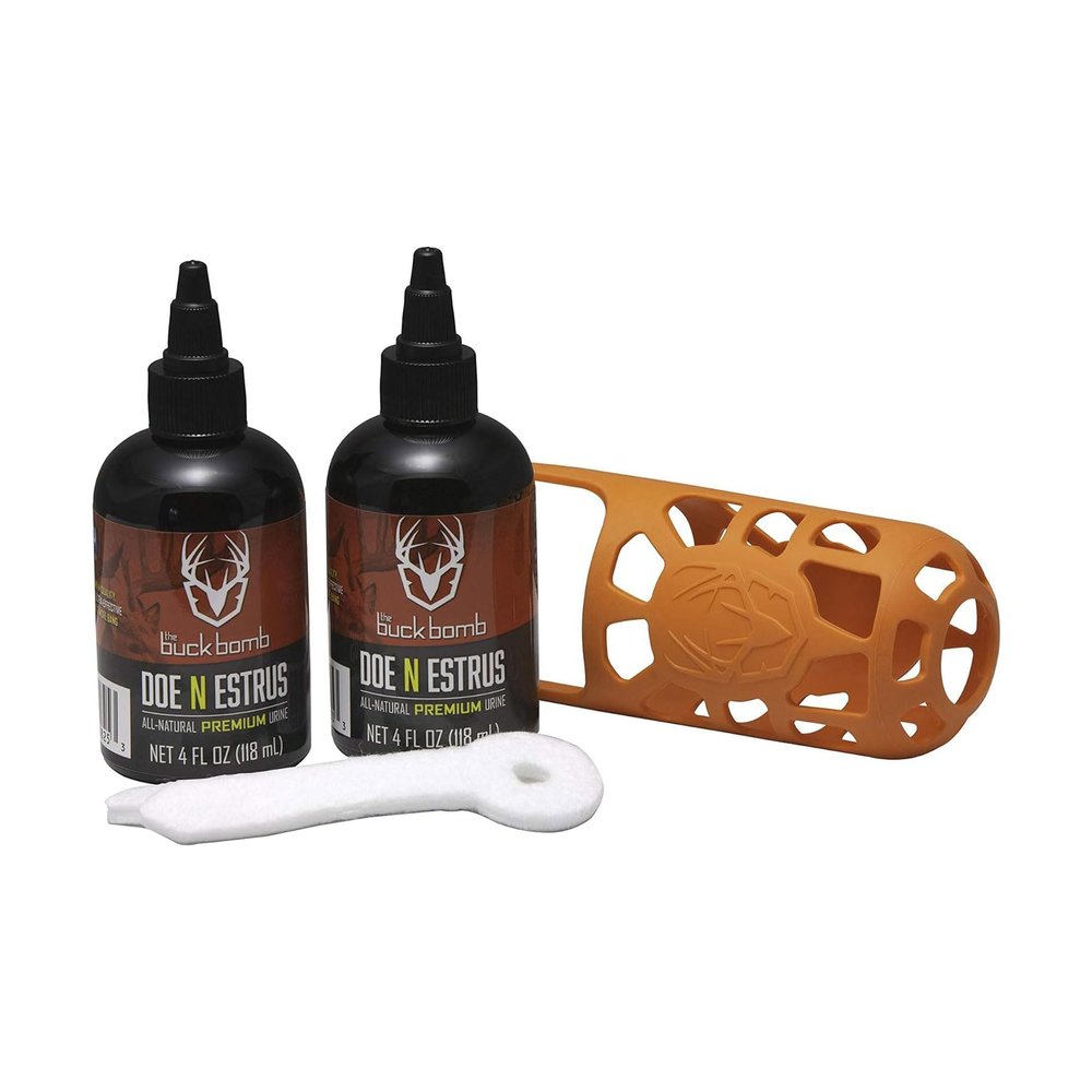 Hunters Specialties Buck Bomb Primetime Rut Kit w/Scent Hammock | 4 Oz Doe 'N Estrus Liquid Scent Attractant for Hunting - 2 Bottles