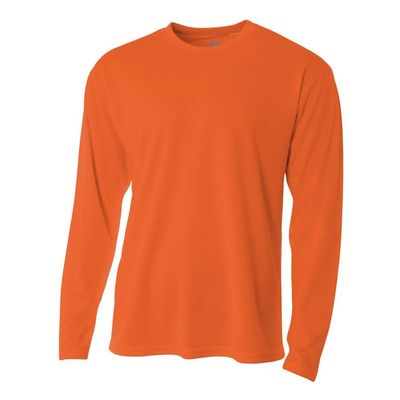 A4 Sportswear Adult Large Athletic Orange Birdseye Mesh Long Sleeve