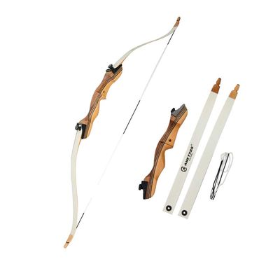 48/54 Inch Takedown Recurve Bow and Arrow Set for 12-20 Lbs Traditional Wood Bow Target Practice Longbow Right Handed with 6 Pcs Fiberglass Arrows (only Bow, 12 lbs)