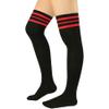 Zando Women Over Knee Stockings Thin Striped Casual Long Athlete Cosplay Kawaii Football 1 Pair Black Red view 1